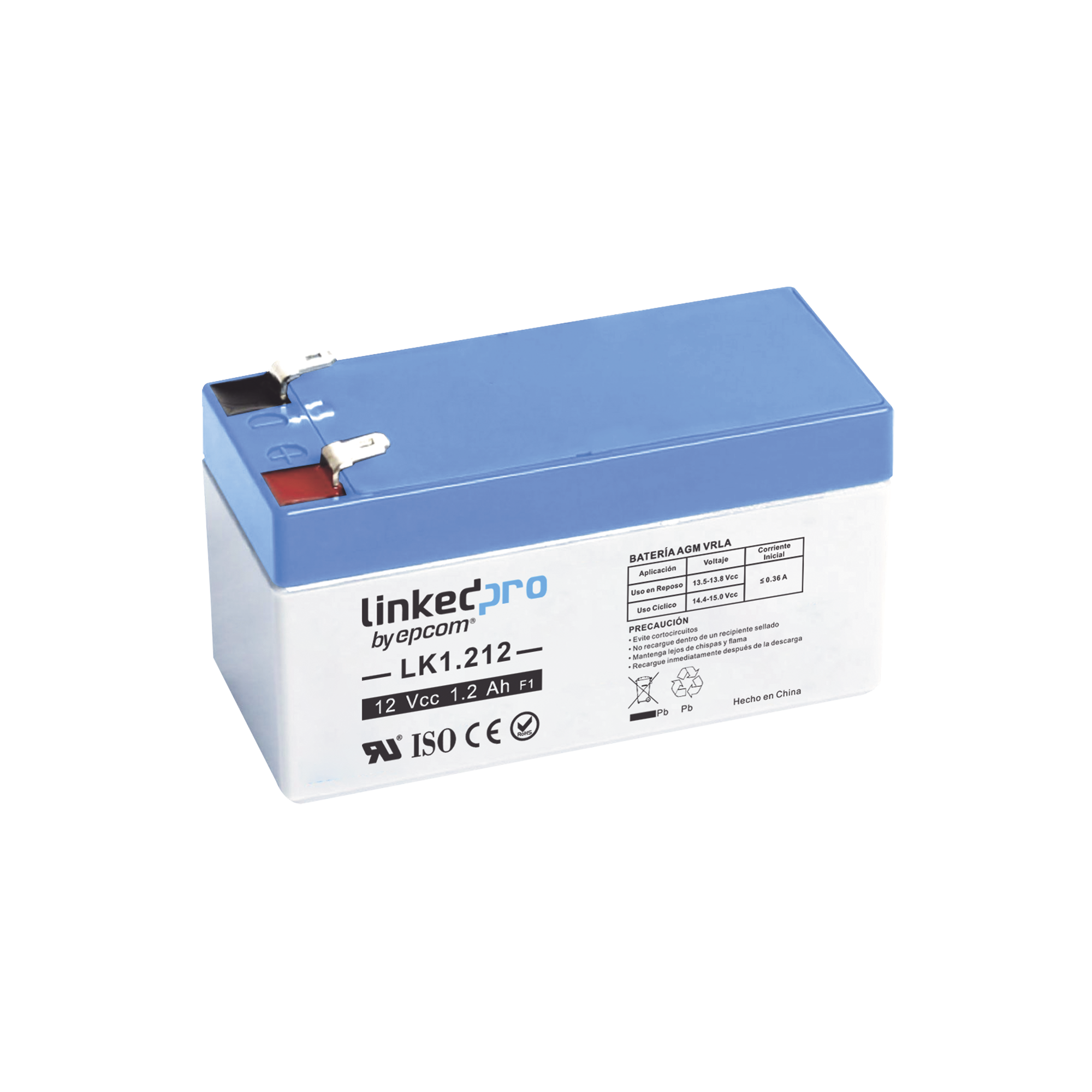 Batería 12 Vcc / 1.2 Ah / UL / Tecnología AGM-VRLA / Para uso en equipo electrónico, Alarmas de Intrusión / Incendio/ Control de acceso / Video Vigilancia / Terminales F1 y F2. Batería 12 Vcc / 1.2 Ah / UL / Tecnología AGM-VRLA / Para uso en equipo electrónico, Alarmas de Intrusión / Incendio/ Control de acceso / Video Vigilancia / Terminales F1 y F2.